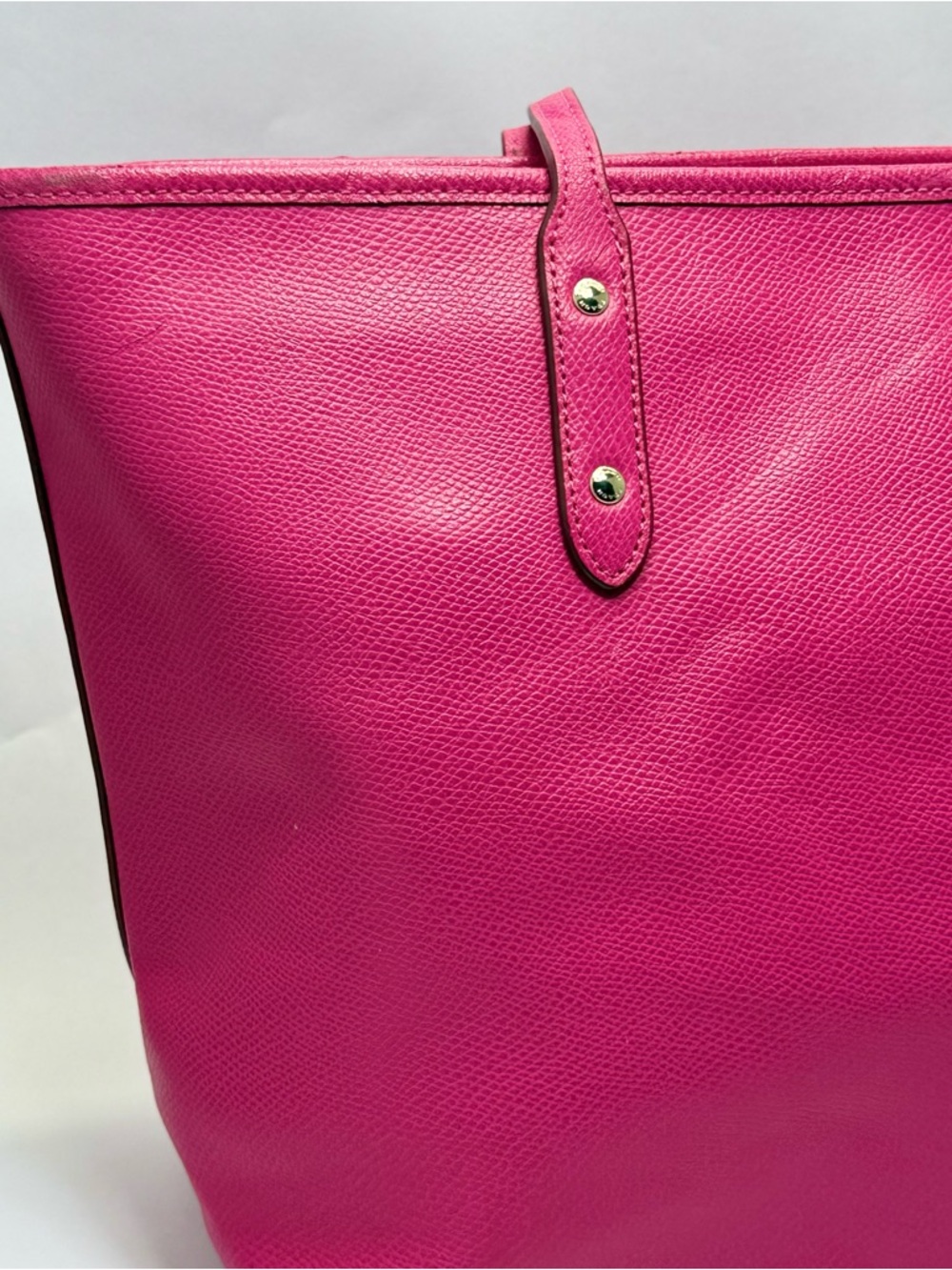 Coach Hot Pink Leather Tote with Gold Logo - Picture 5 of 15